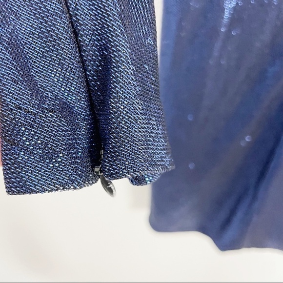 Jonathan Simkhai Metallic Long Sleeve Mini Dress Blue Cocktail Evening Party - Picture 7 of 9